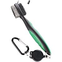 HOGAR AMO Cepillo de Golf Club Groove Limpiador Cerdas de Metal y Nylon Cepillo de Limpieza con Mosquetón Retráctil de…
